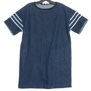 Little White Lies Womens Dress Denim Shift Pockets Short Sleeve Blue Size XS EC